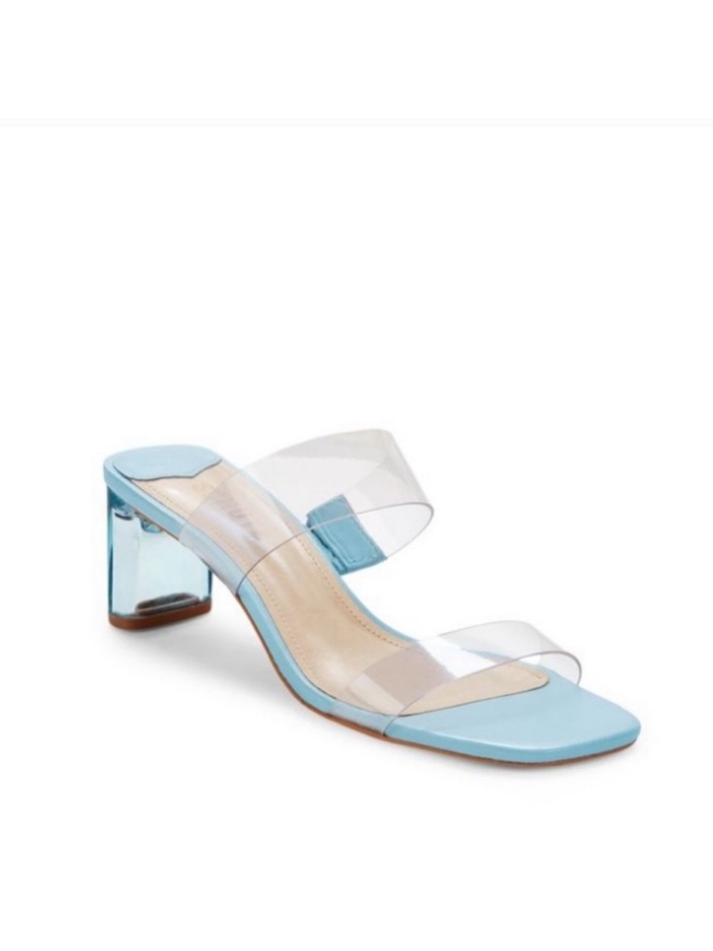Schutz Ariella Acrylic Block Heel Sandal Light Blue Size 7.5